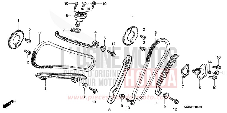 CHAINE A CAMES/TENDEUR de Shadow VT125C MUTE BLACK METALLIC (NH359) 1999